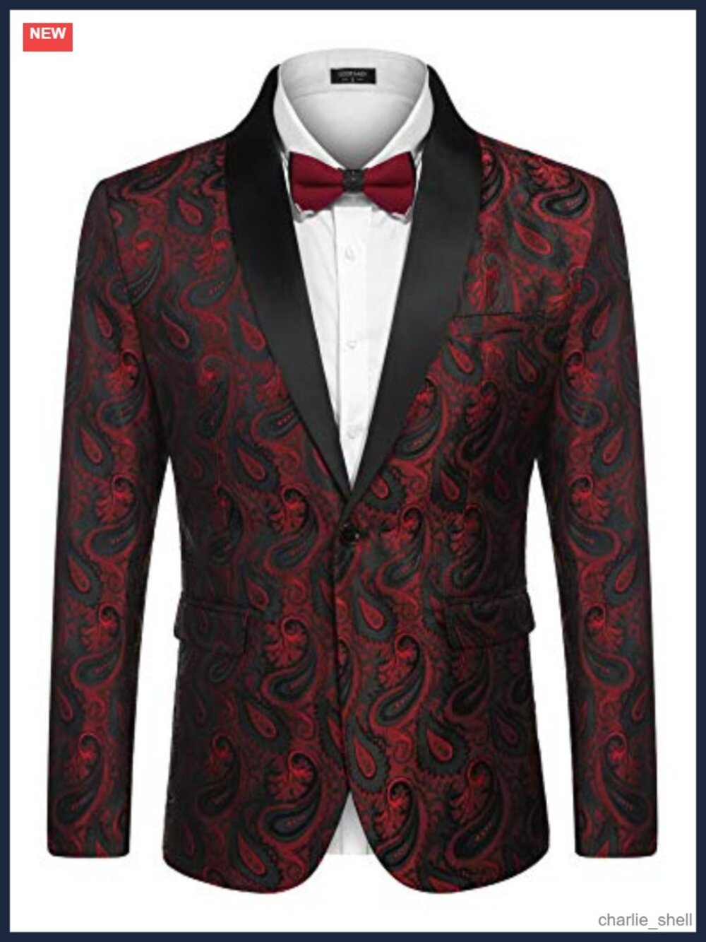 Mens Floral Paisley Tuxedo Jacket Shawl Lapel One Button Formal Blazer